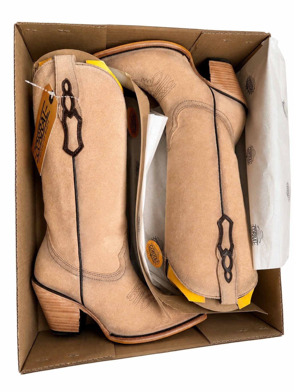 Corral Sand Embroidered Leather Western Cowboy Boots 7.5 BNWT Box